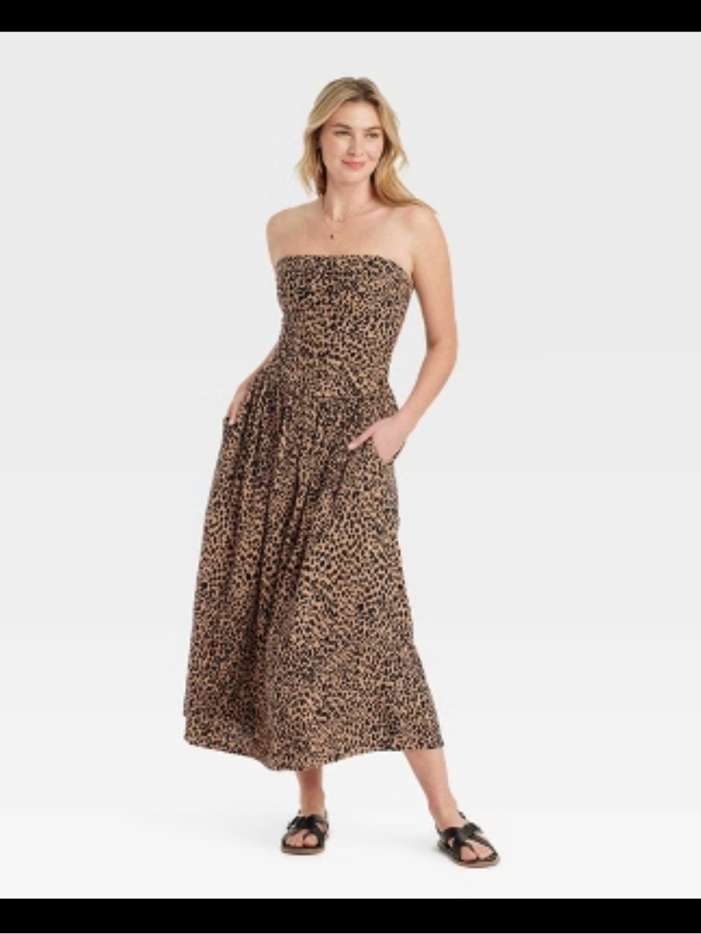 Strapless Leopard Print Maxi Dress NWT
